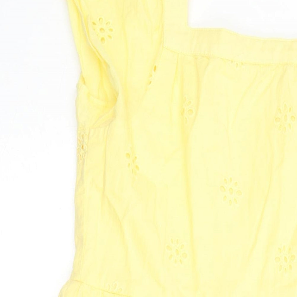 John Lewis Girls Yellow 100% Cotton A-Line Size 11 Years Square Neck