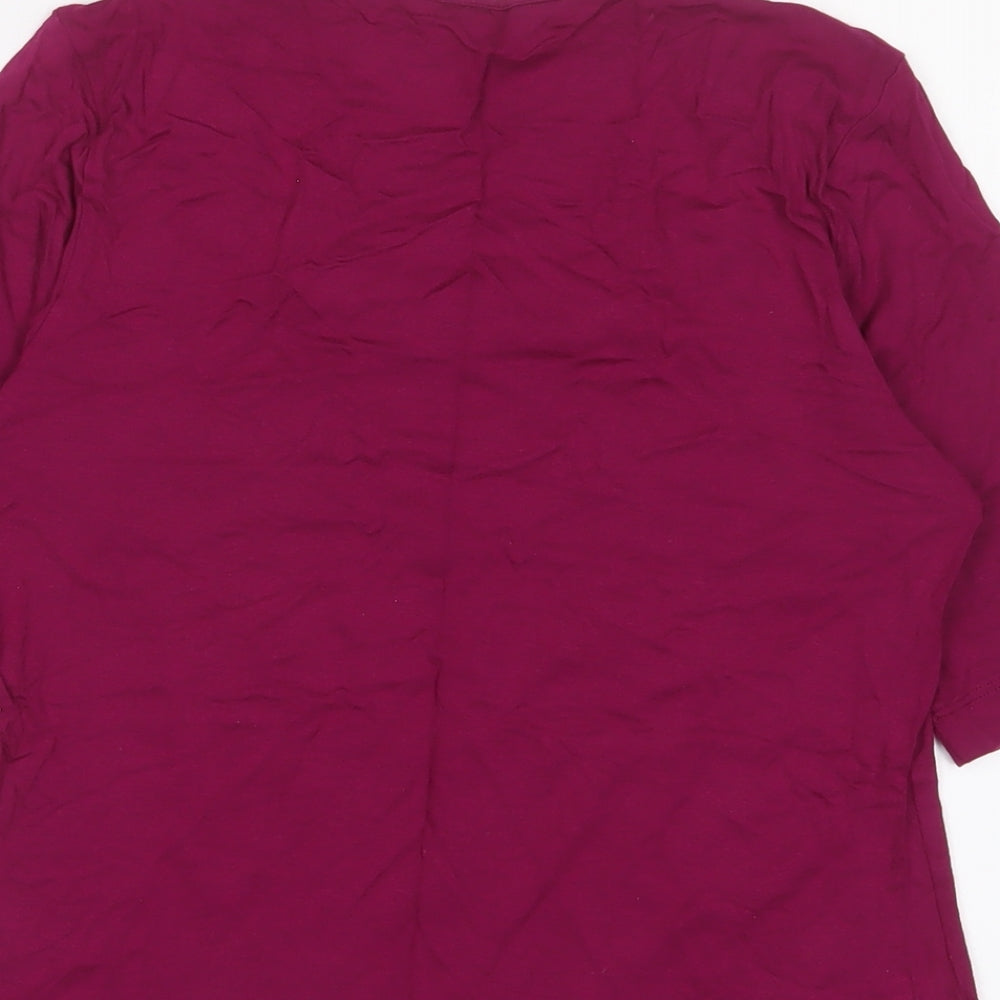 Marks and Spencer Womens Purple Viscose Basic T-Shirt Size 6 Scoop Neck