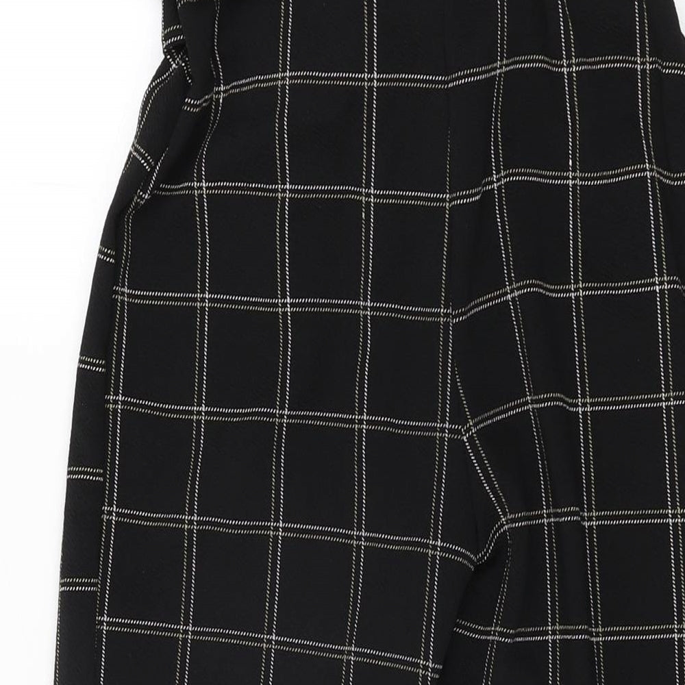 PRETTYLITTLETHING Womens Black Geometric Polyester Trousers Size 8 L27 in Regular Tie