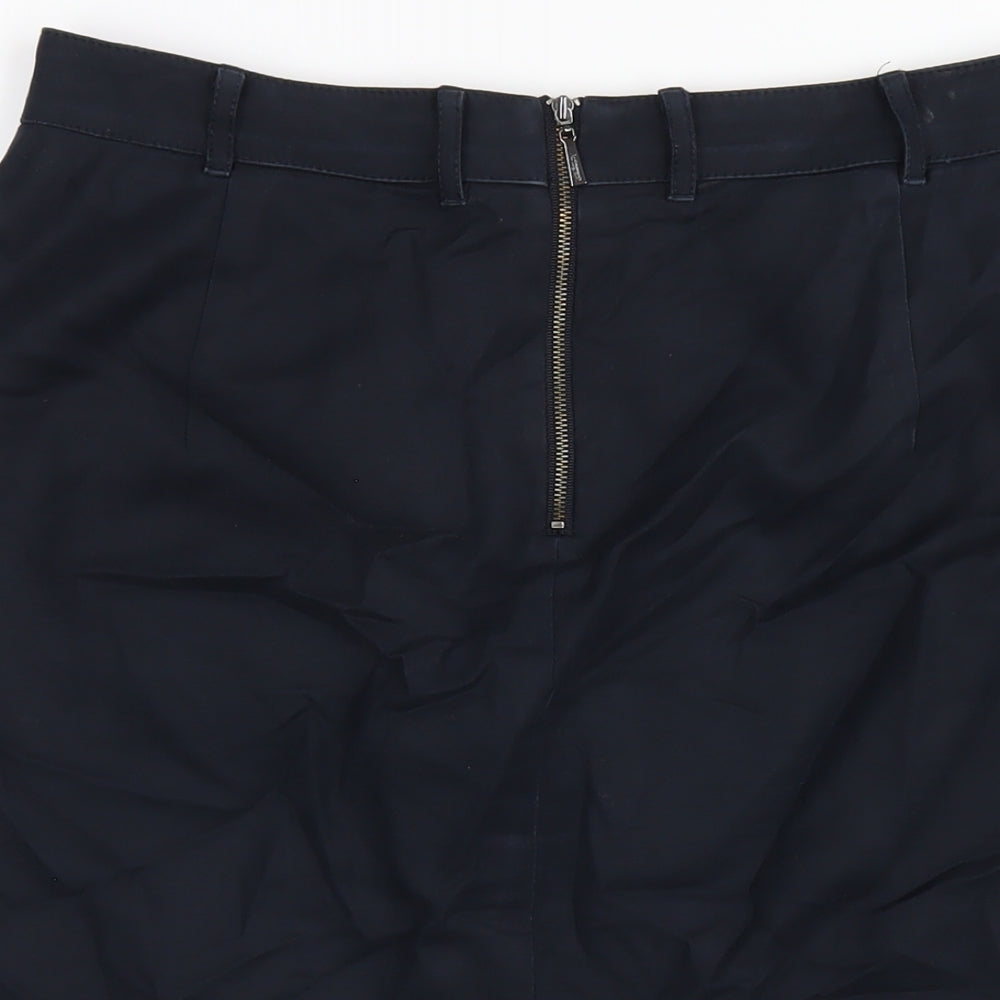 Autograph Womens Blue Cotton Straight & Pencil Skirt Size 12 Zip