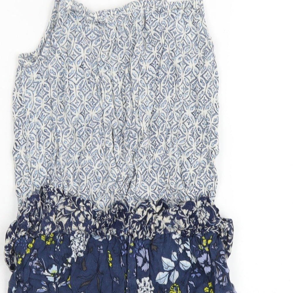 NEXT Girls Blue Geometric Vinyl Playsuit One-Piece Size 10 Years Pullover