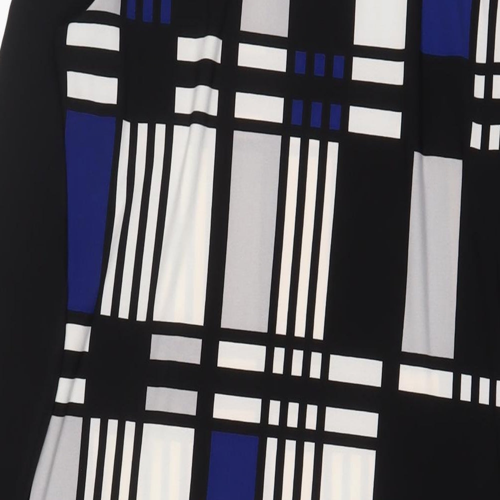 Marks and Spencer Womens Blue Geometric Polyester A-Line Size 12 Boat Neck Pullover