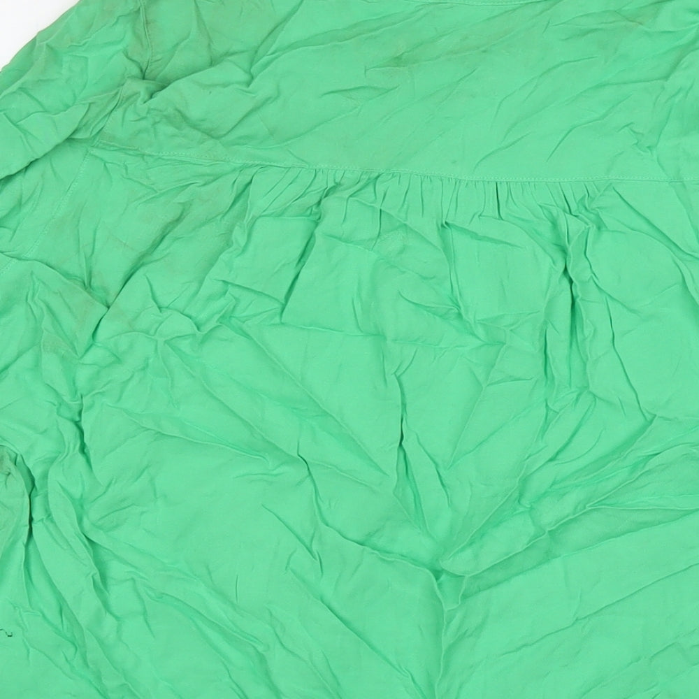 Marks and Spencer Womens Green Viscose Basic T-Shirt Size 8 V-Neck