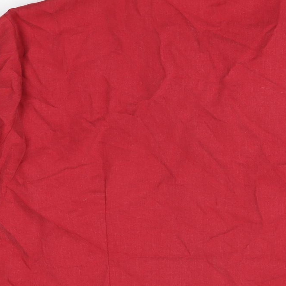 Marks and Spencer Womens Red Lyocell Basic Button-Up Size 18 Collared
