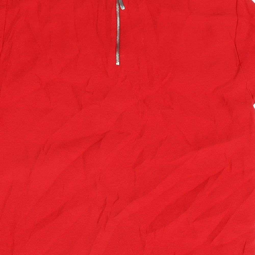 Marks and Spencer Womens Red Viscose Basic T-Shirt Size 12 Round Neck