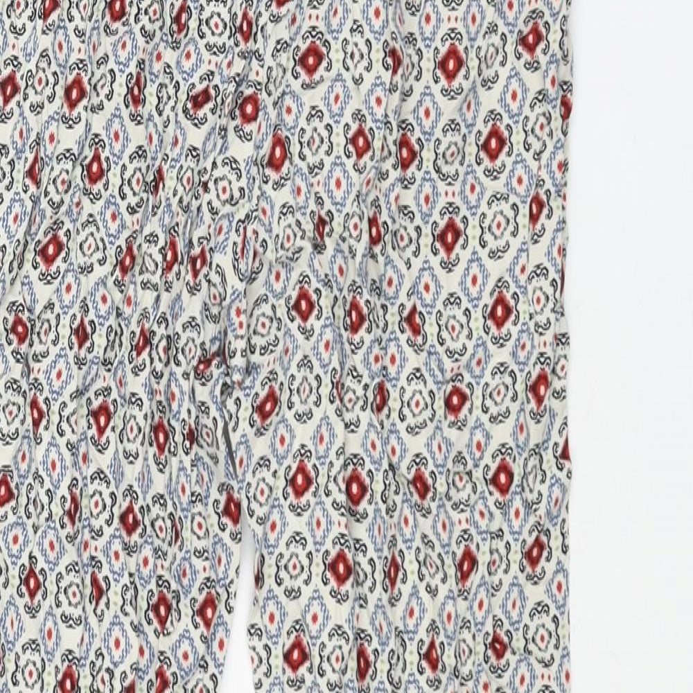 Marks and Spencer Womens Multicoloured Geometric Viscose Harem Trousers Size 8 L25 in Regular