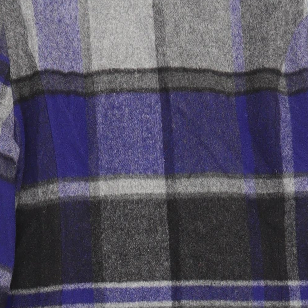 Debenhams Womens Blue Plaid Overcoat Coat Size 16 Button