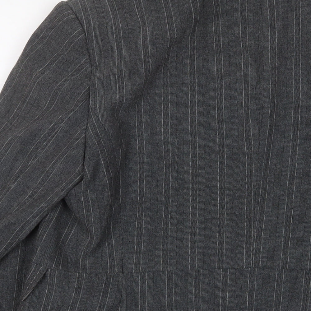 Marks and Spencer Womens Grey Striped Jacket Blazer Size 14 Button