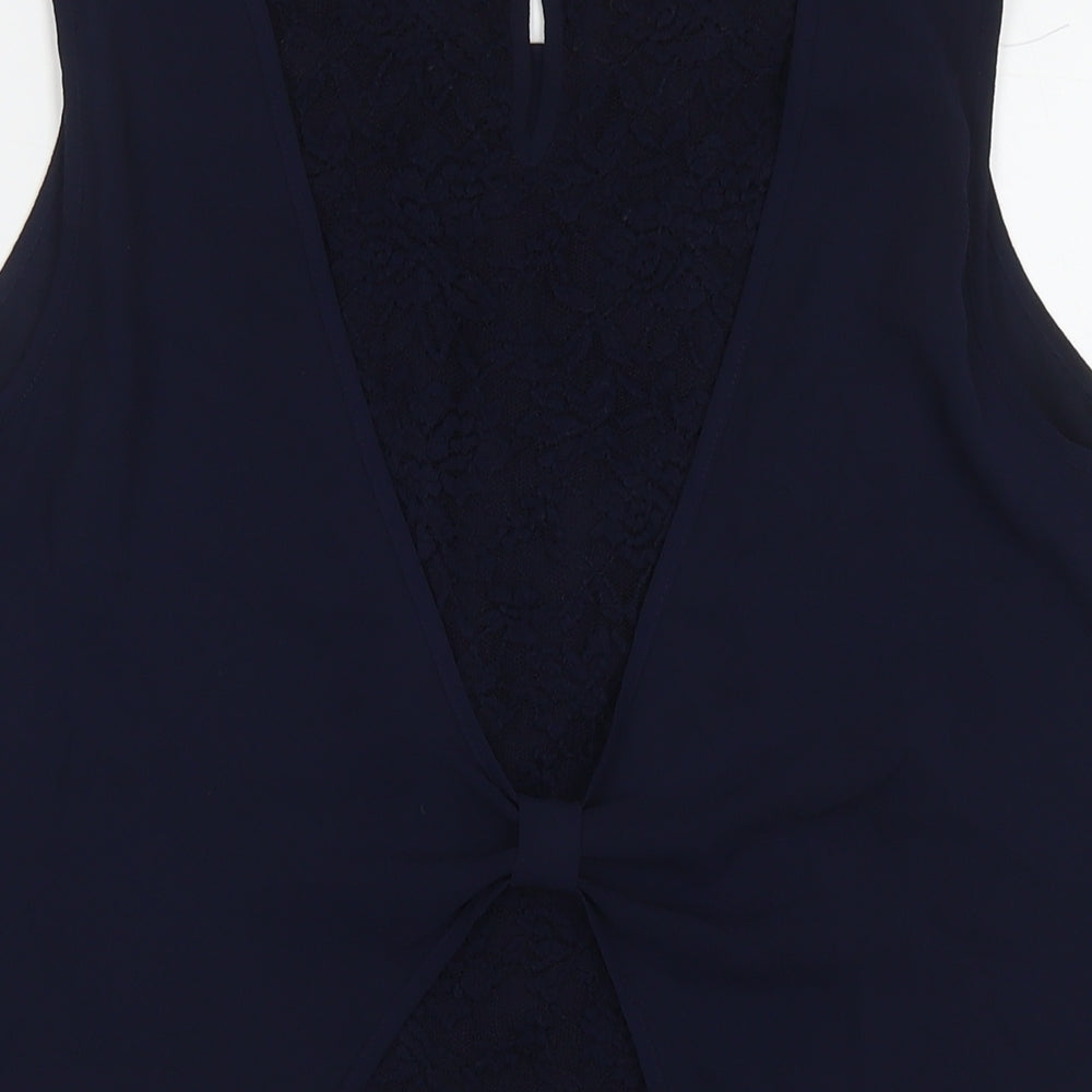 Roman Womens Blue Polyester Basic Tank Size 16 Round Neck