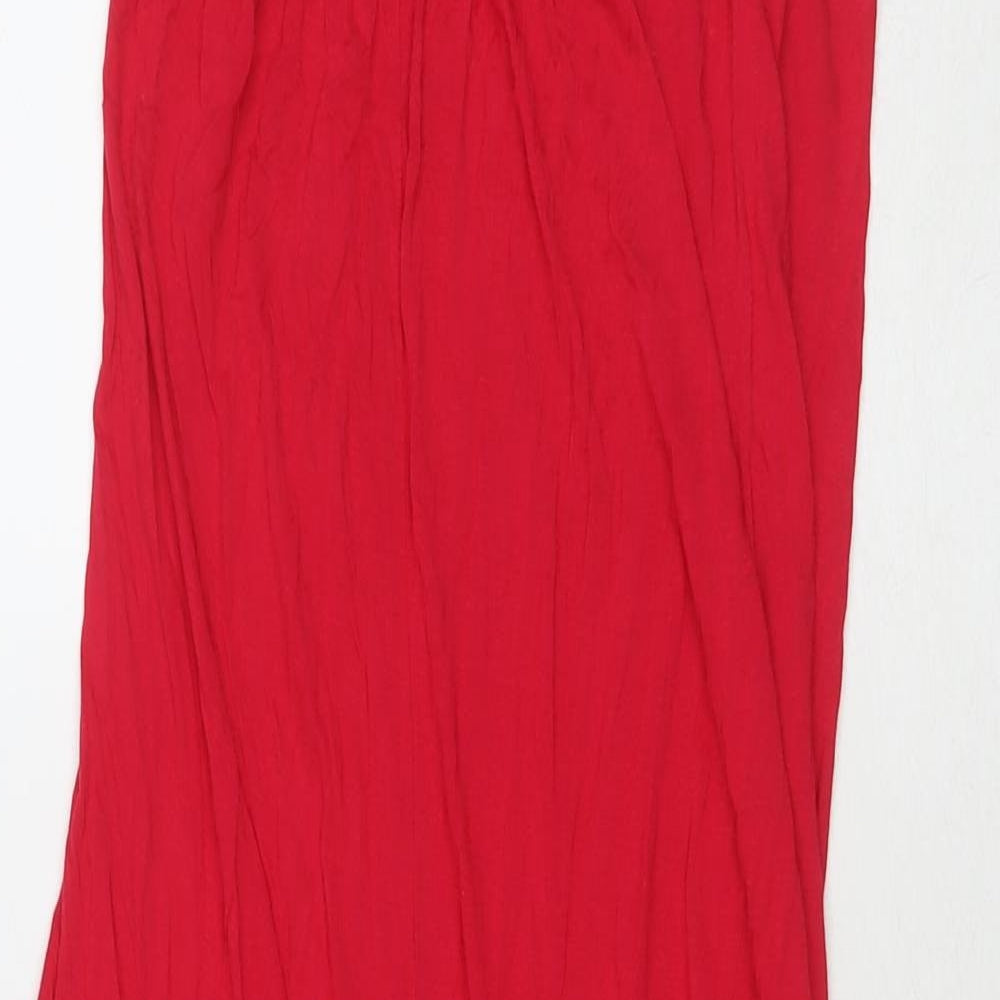 Marks and Spencer Womens Red Viscose Maxi Size M Square Neck Pullover