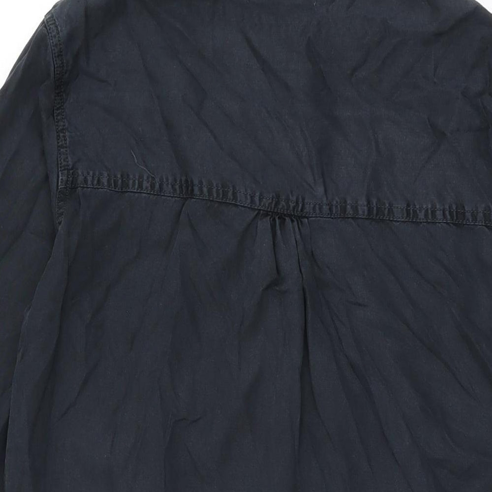 NEXT Womens Black Lyocell Shift Size 10 Collared Button
