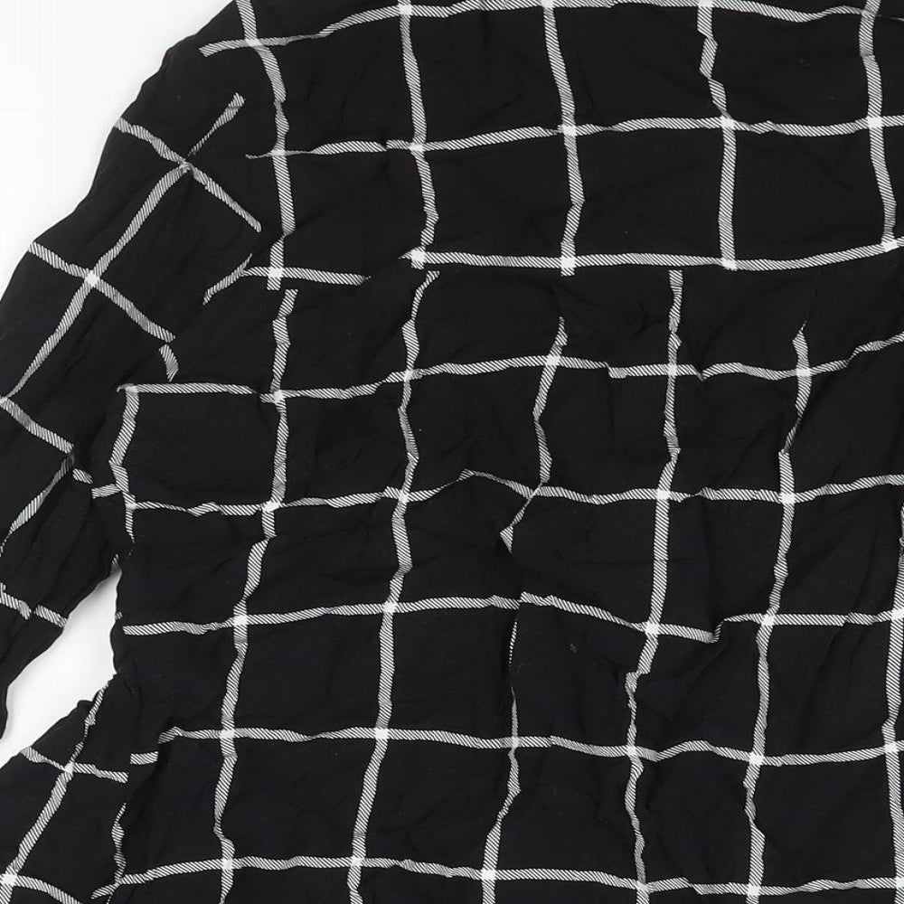 Apricot Womens Black Check Viscose Basic Blouse Size 10 Collared - Hi-Low