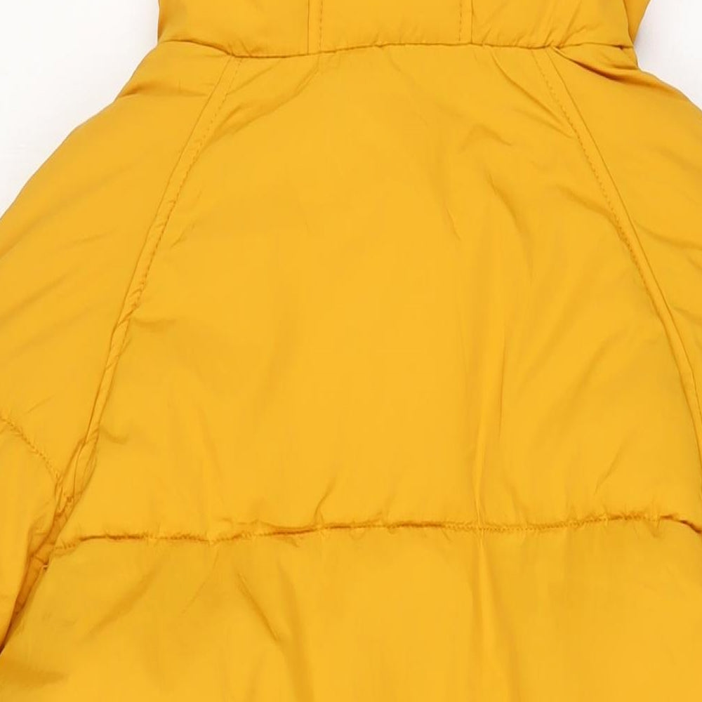 H&M Womens Yellow Quilted Coat Size S Zip