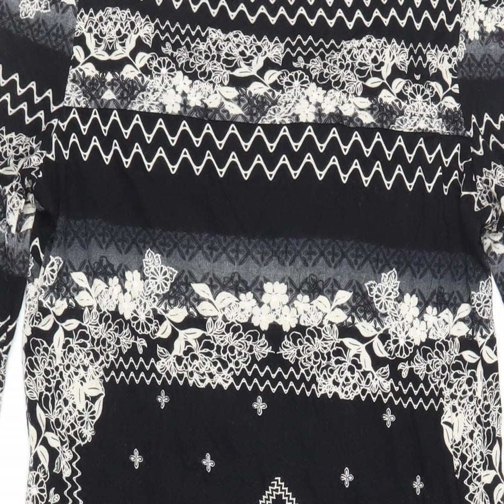 NEXT Womens Black Paisley Viscose Shift Size 12 Square Neck Pullover