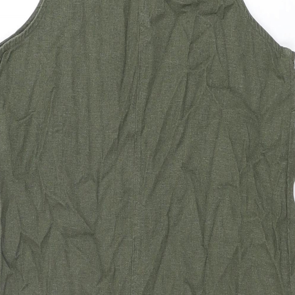 Marks and Spencer Womens Green Linen Shift Size 8 Round Neck Button
