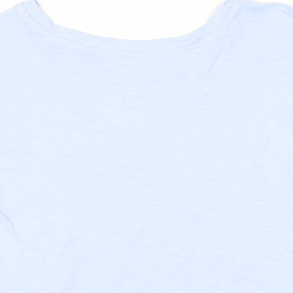 Marks and Spencer Womens Blue Cotton Basic T-Shirt Size 8 Boat Neck