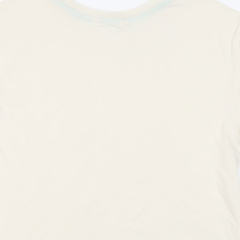 Marks and Spencer Womens Ivory Cotton Basic T-Shirt Size S Crew Neck - Good Things