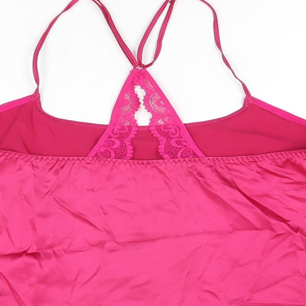 Marks and Spencer Womens Pink Solid Polyester Cami Pyjama Top Size S