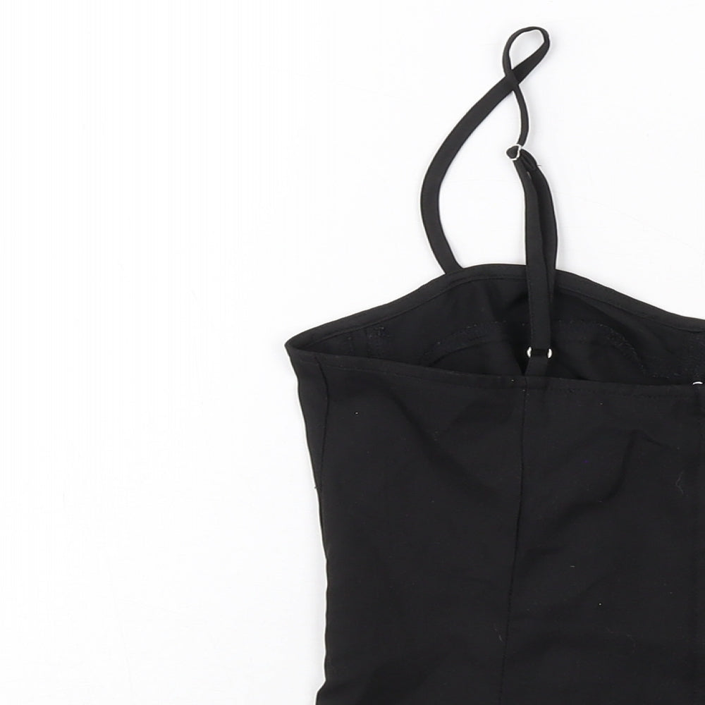 PRETTYLITTLETHING Womens Black Polyester Cropped Tank Size 8 Sweetheart