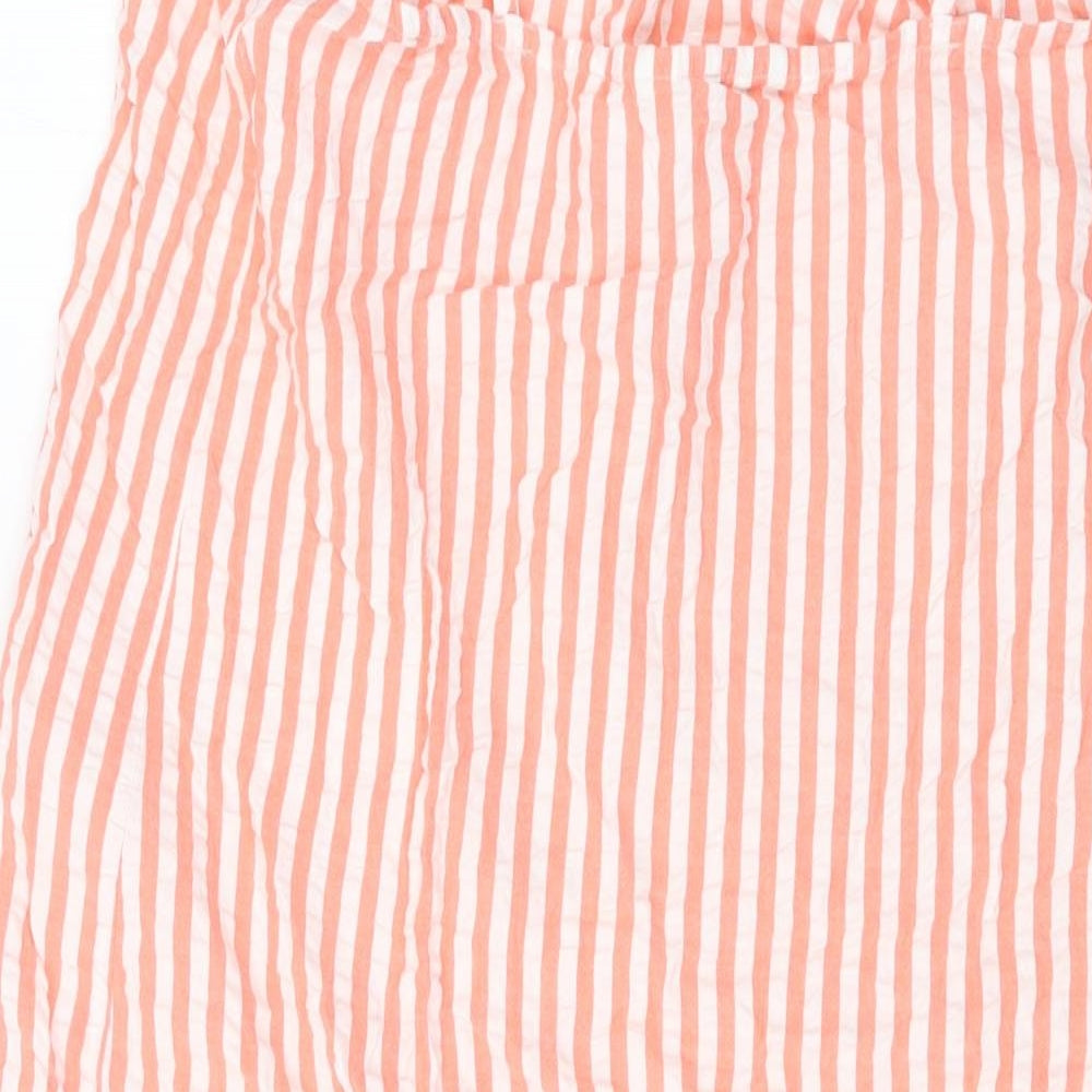 Marks and Spencer Womens Orange Striped Polyester Tank Dress Size 12 Round Neck Pullover