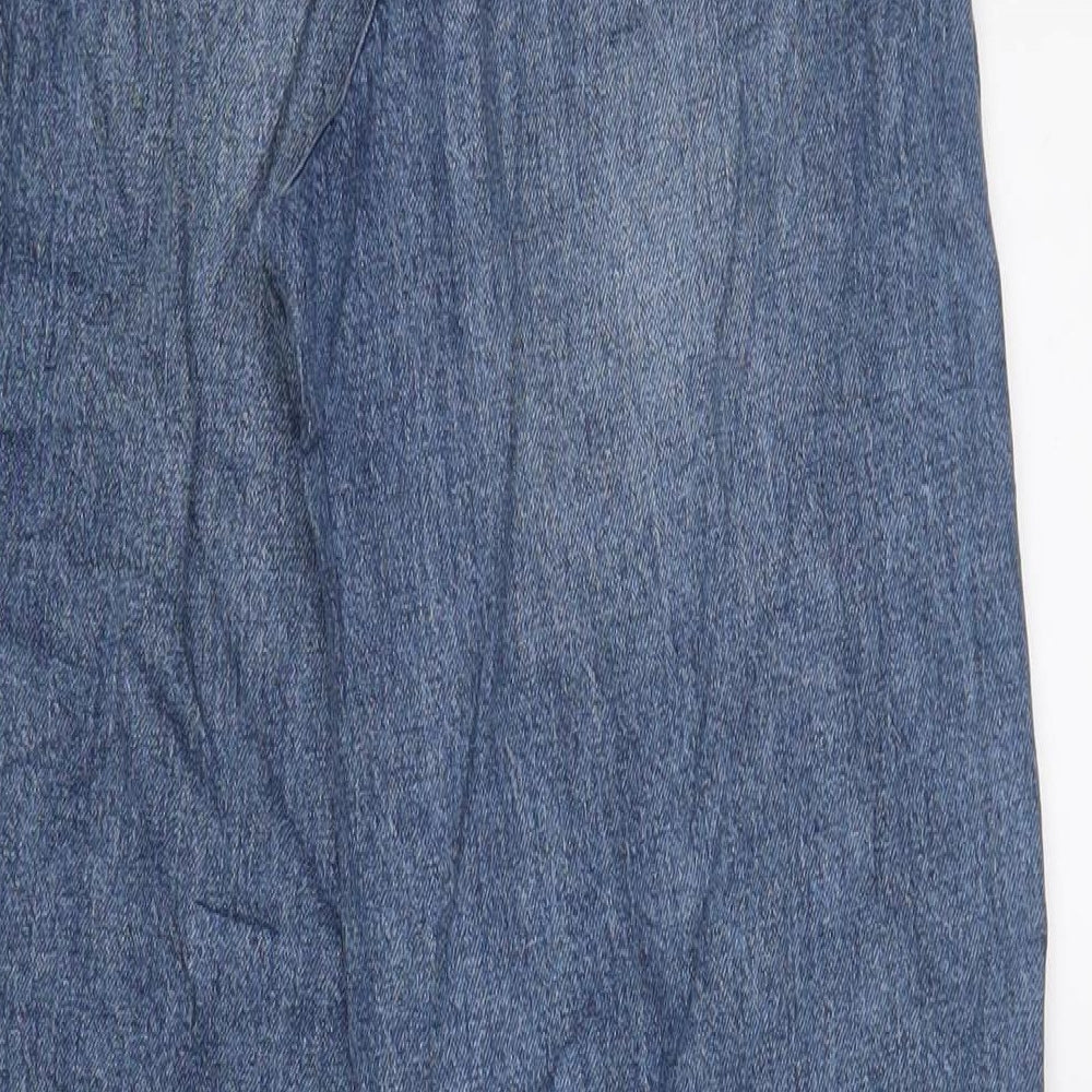 Marks and Spencer Womens Blue Cotton Mom Jeans Size 8 L29 in Slim Zip