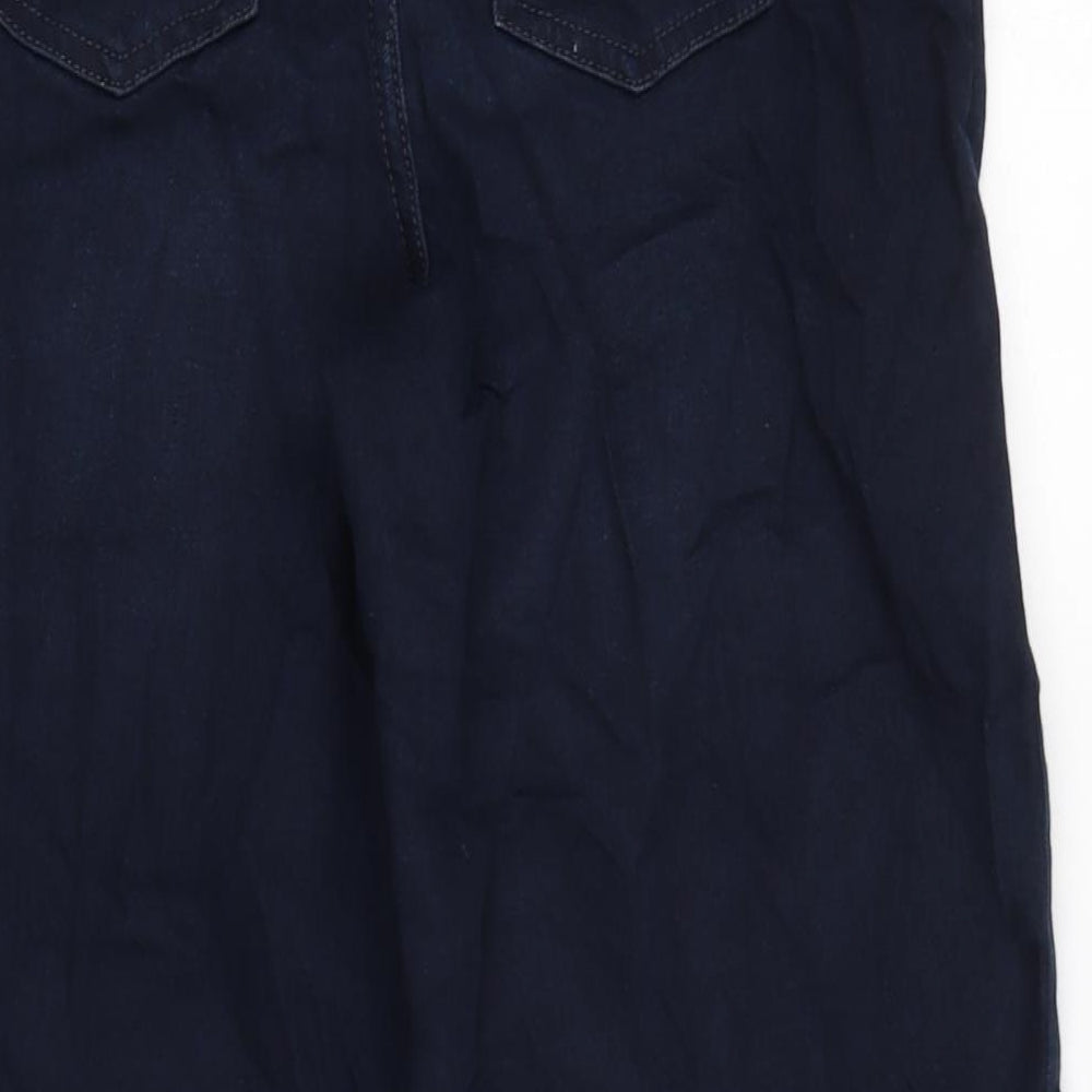 Marks and Spencer Womens Blue Cotton Tapered Jeans Size 8 L25 in Regular Zip