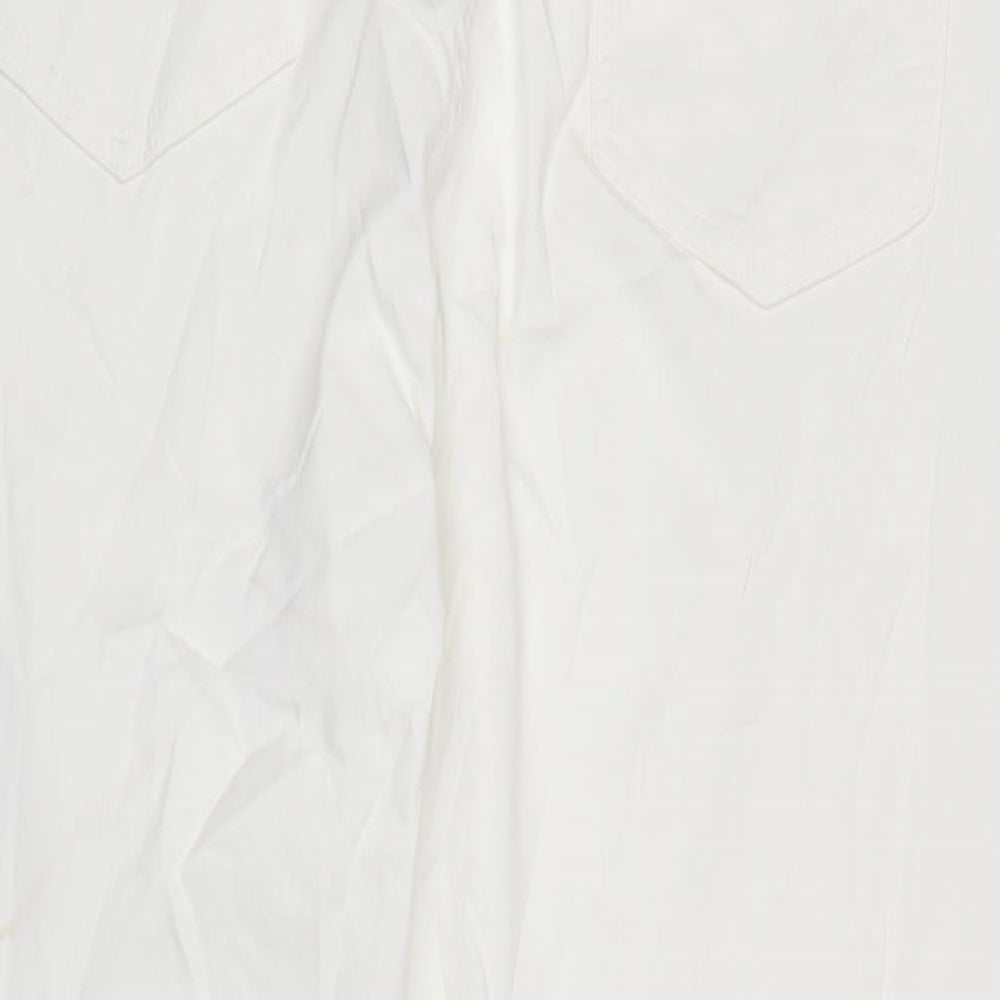 Marks and Spencer Womens White Cotton Blend Skinny Jeans Size 22 L30 in Regular Zip