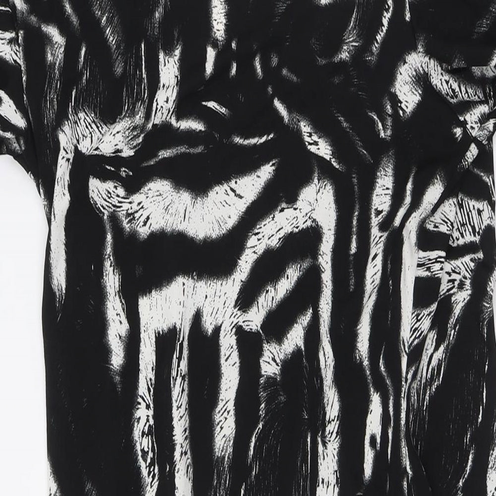 Izabel Womens Black Polyester A-Line Size L V-Neck