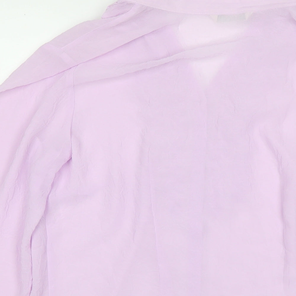 Marks and Spencer Womens Purple Polyester Basic Button-Up Size 16 Collared