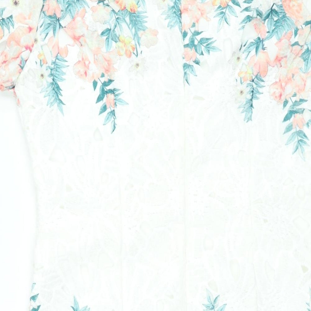 Apricot Womens Multicoloured Floral Polyester Shift Size 12 Round Neck Zip