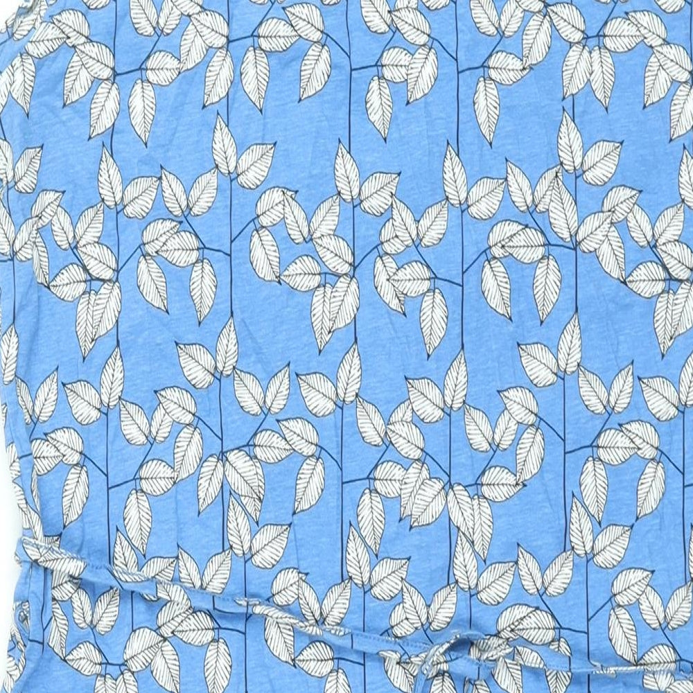 Trepass Womens Blue Geometric Cotton Shift Size L V-Neck Pullover - Belted