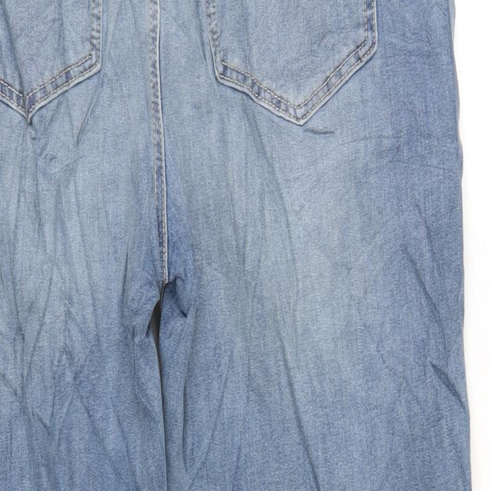 Marks and Spencer Womens Blue Cotton Straight Jeans Size 36 in L30 in Regular Zip