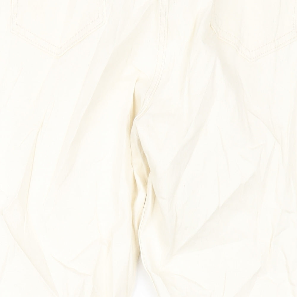 Marks and Spencer Womens Ivory Cotton Straight Jeans Size 24 L28 in Slim Zip