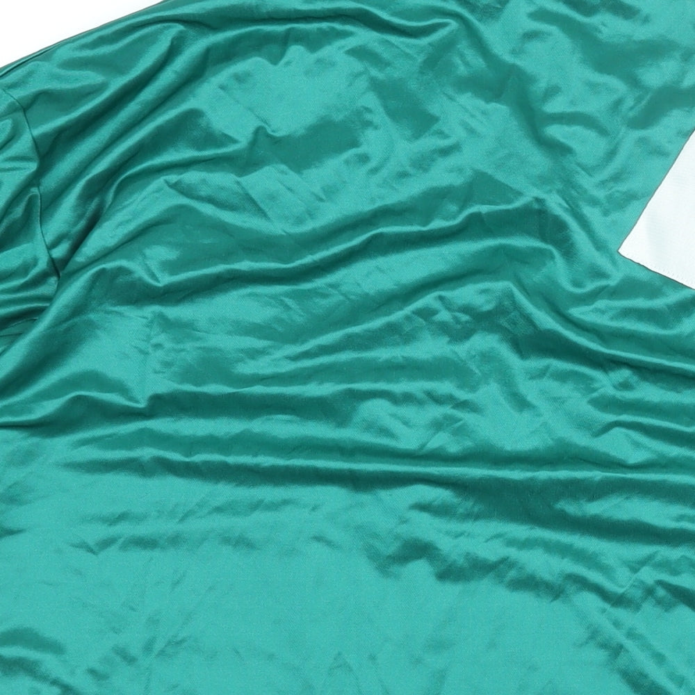 adidas Mens Green Polyester Basic T-Shirt Size XL V-Neck Pullover - Liverpool FC 100 Years 1892-1992 Calsburg