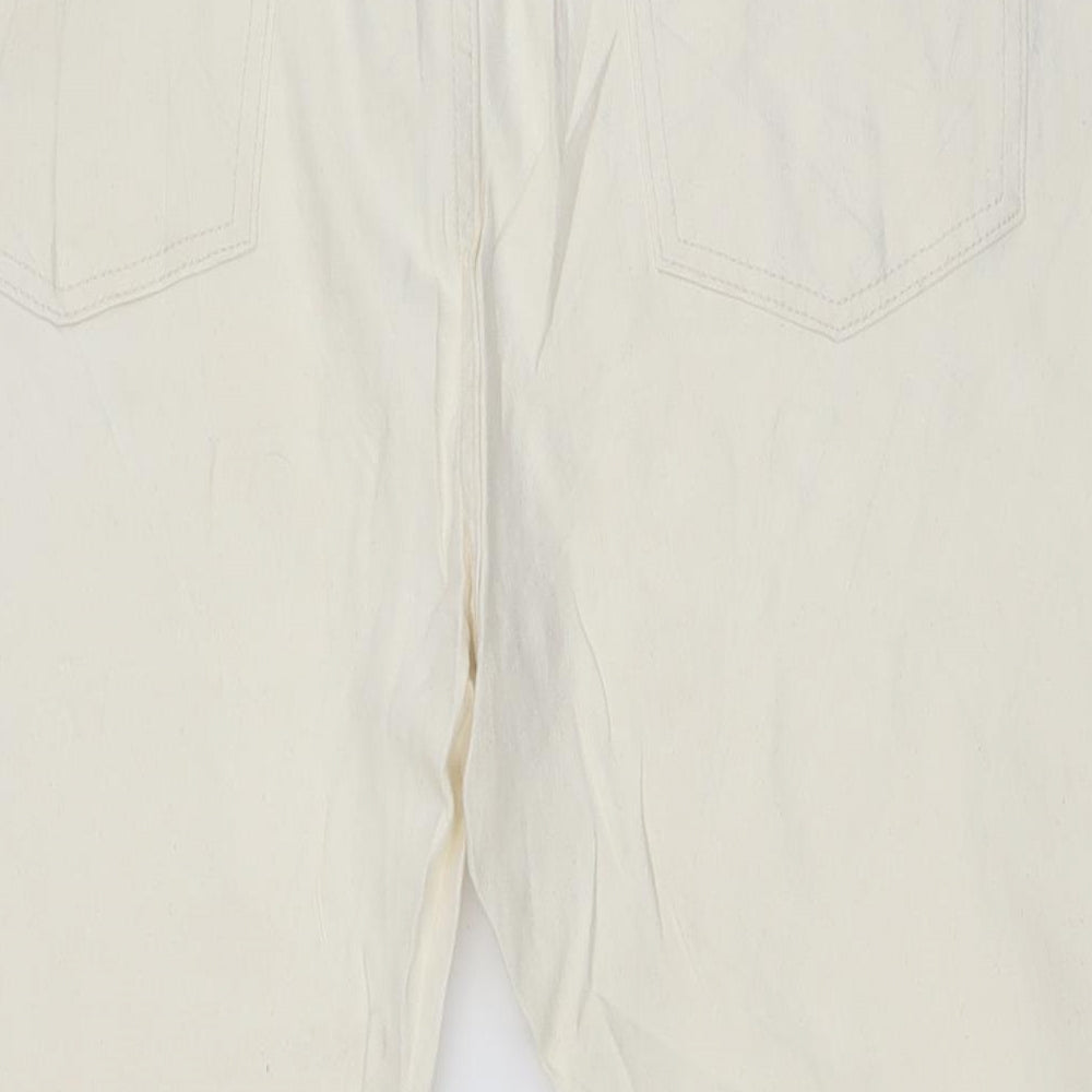Marks and Spencer Womens Ivory Cotton Straight Jeans Size 20 L29 in Slim Zip