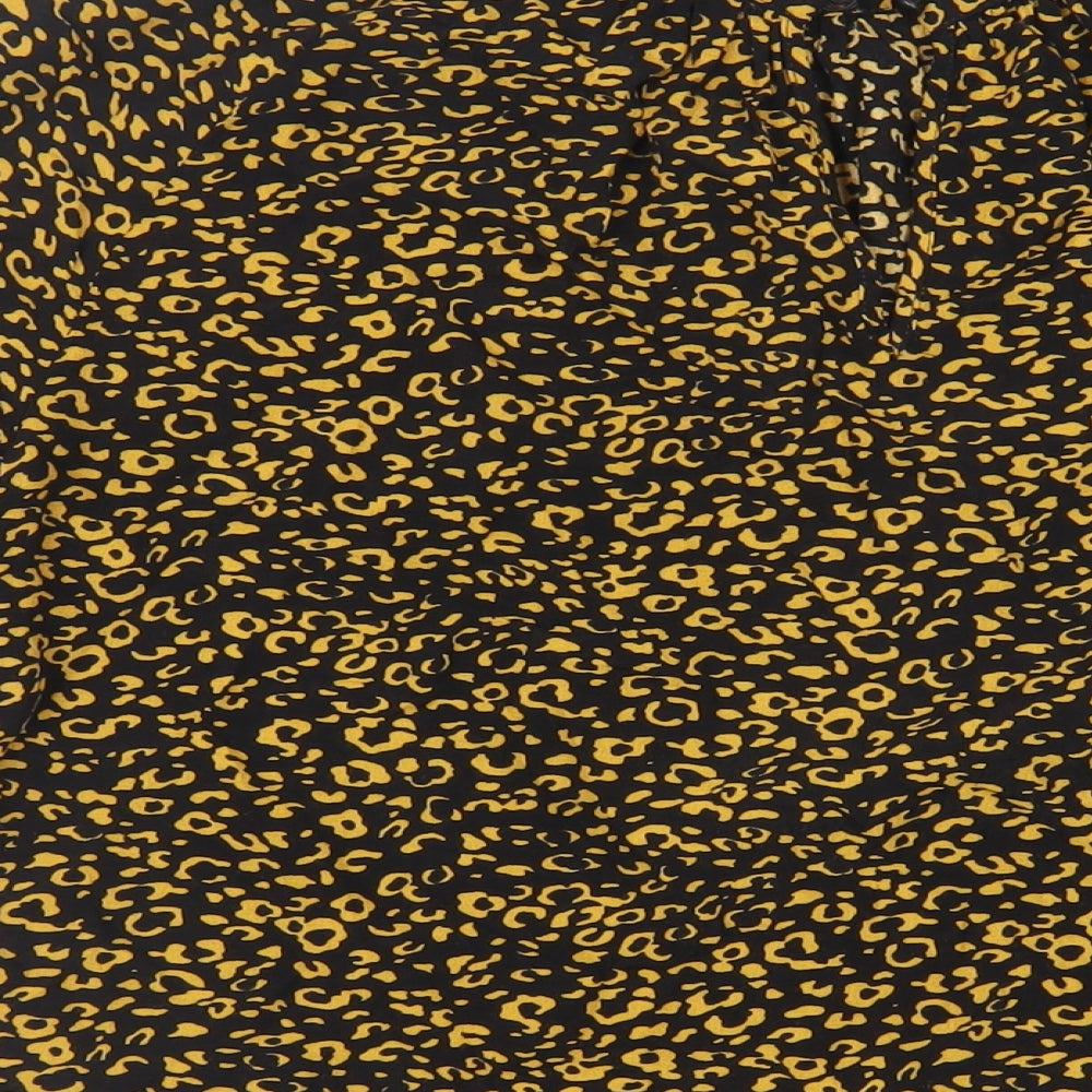 Marks and Spencer Womens Black Animal Print Viscose Basic Blouse Size 10 Mock Neck