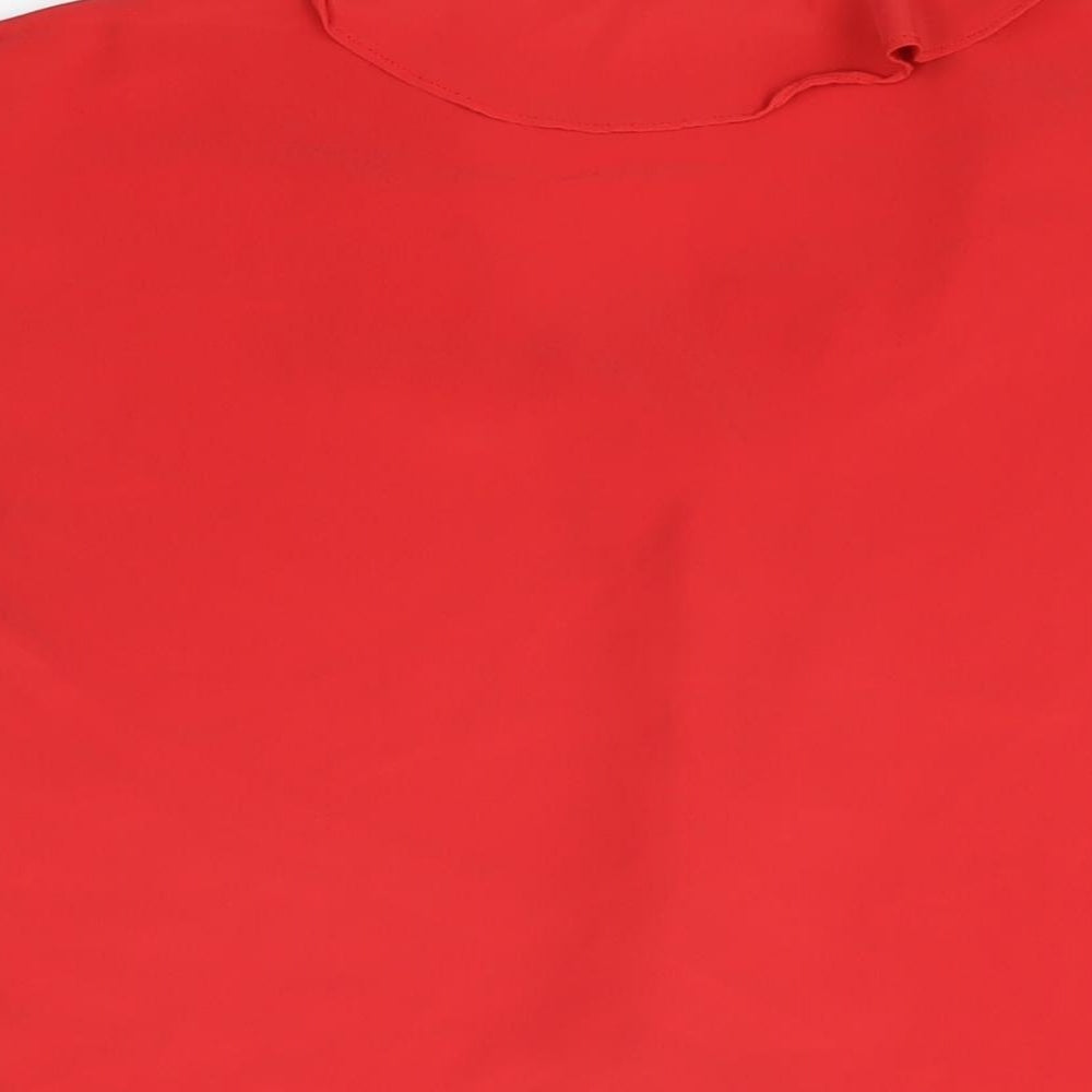 New Look Womens Red Polyester Basic Blouse Size 10 V-Neck