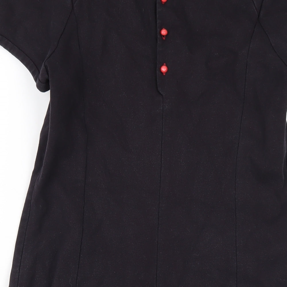 Sonia Rykiel Womens Blue Cotton A-Line Size 12 Round Neck Zip