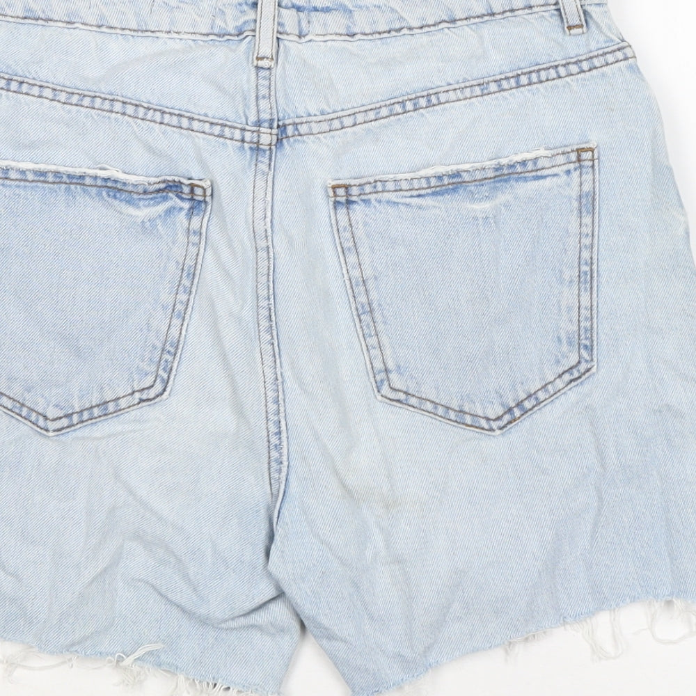 New Look Womens Blue Cotton Cut-Off Shorts Size 26 in Regular Zip