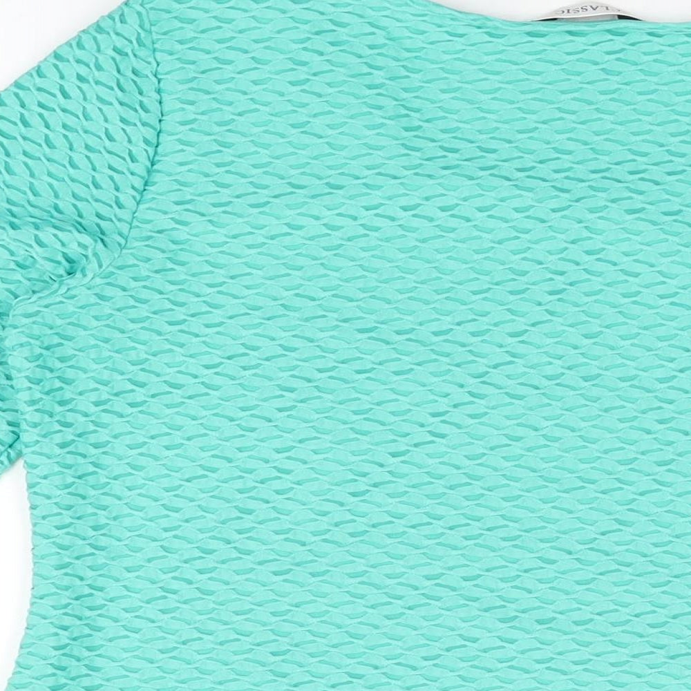 Marks and Spencer Womens Green Polyester Basic T-Shirt Size 10 Round Neck