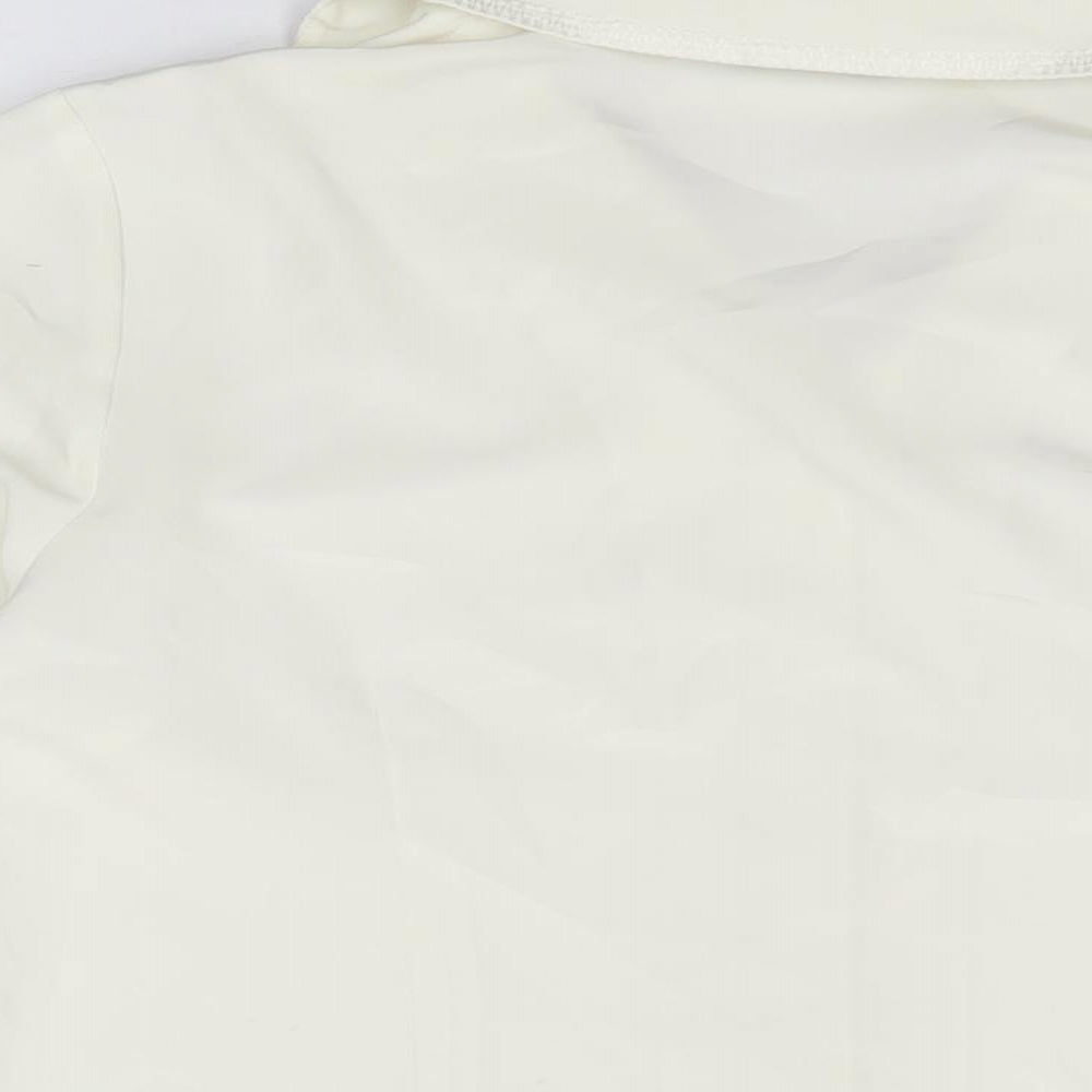 BM Collection Womens Ivory Polyester Basic Button-Up Size 16 Collared