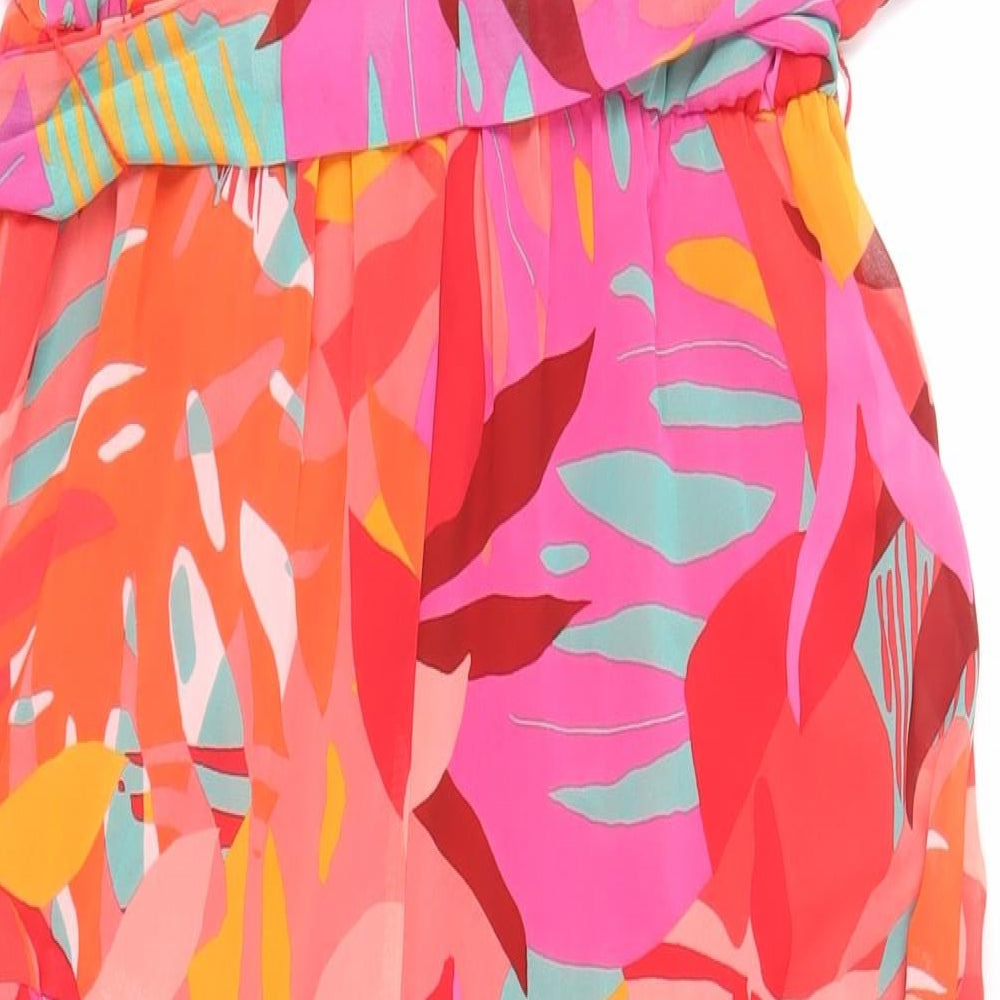 Julia Jordan Womens Multicoloured Geometric Polyester Maxi Size M Halter Button