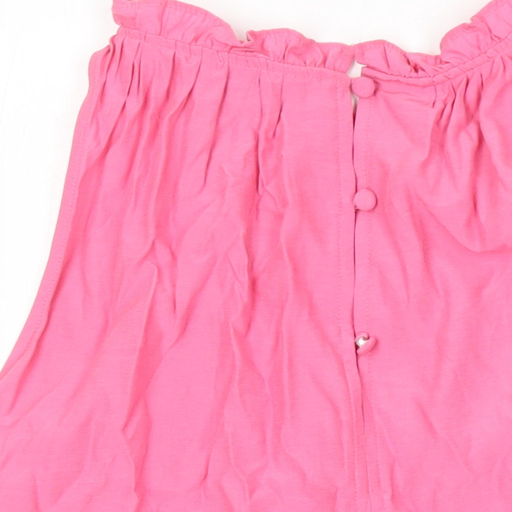 M&S Womens Pink Polyester Tunic Blouse Size 20 Round Neck