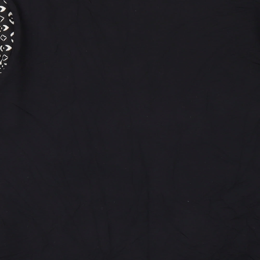 Marks and Spencer Womens Black Geometric Polyester Basic T-Shirt Size 10 Round Neck