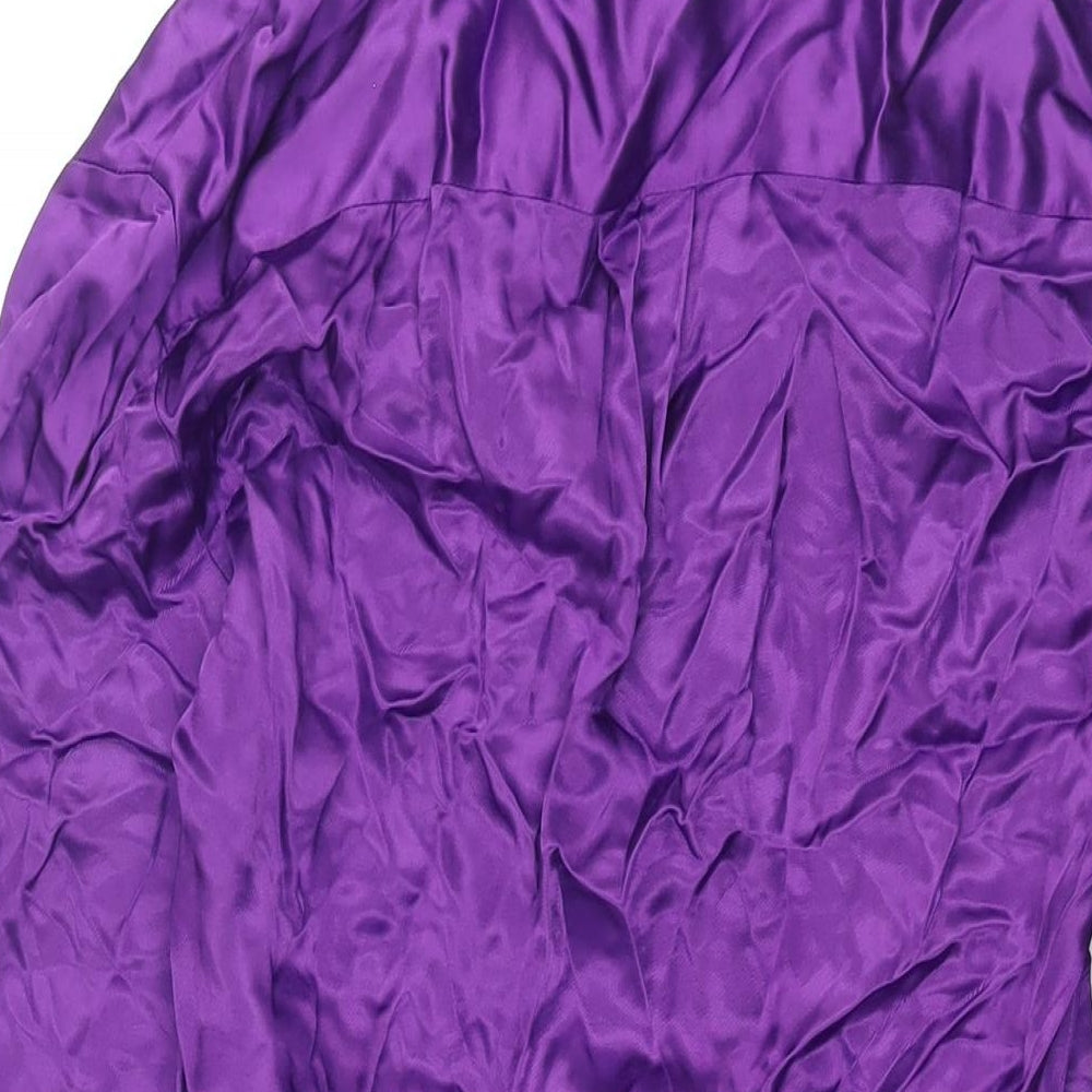 Zara Womens Purple Viscose Wrap Dress Size S Collared Tie