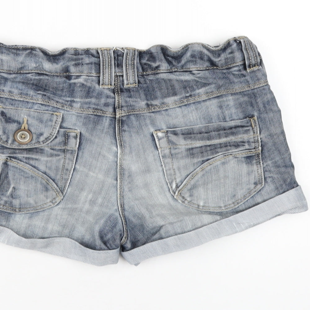 NEXT Girls Blue Cotton Boyfriend Shorts Size 9 Years Regular Zip