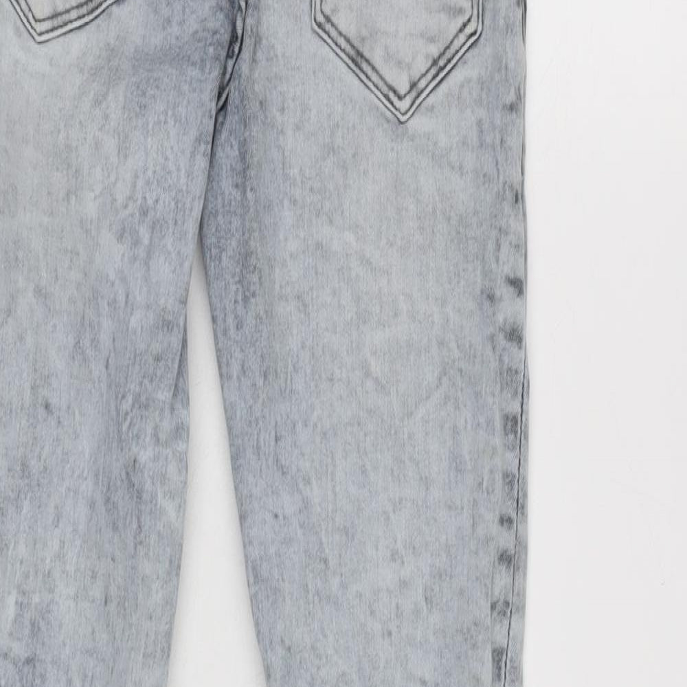 NEXT Boys Grey Cotton Tapered Jeans Size 11 Years L24 in Regular Zip - Distressed