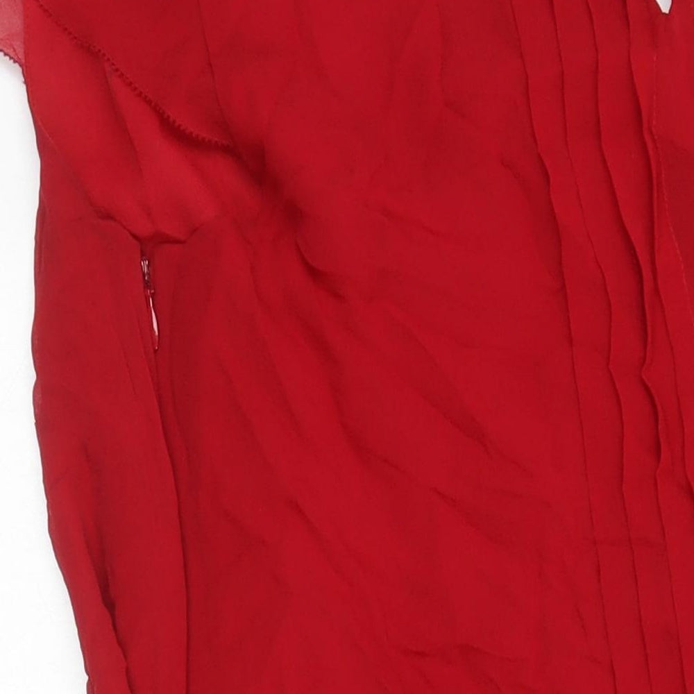 Monsoon Womens Red Silk A-Line Size 14 Scoop Neck
