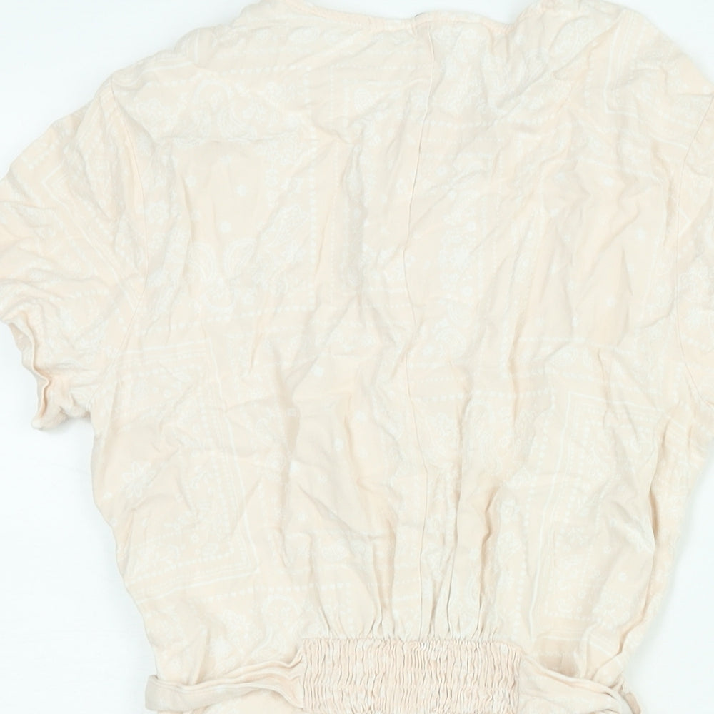 Marks and Spencer Girls Pink Geometric Viscose Playsuit One-Piece Size 12-13 Years Button - Belted