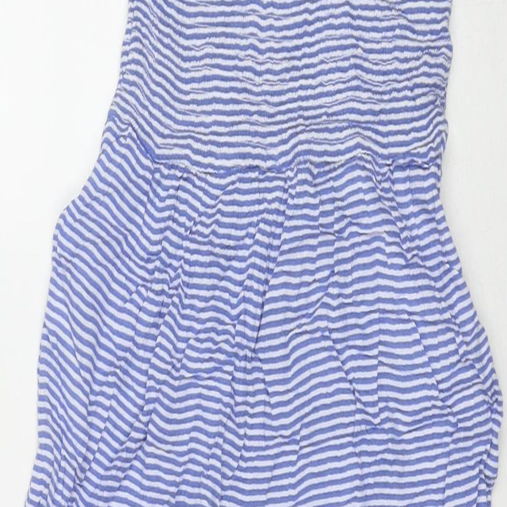 Marks and Spencer Girls Blue Striped Viscose Jumpsuit One-Piece Size 10-11 Years L23 in Pullover